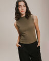 Crop Top Cuello Barco,OLIVO